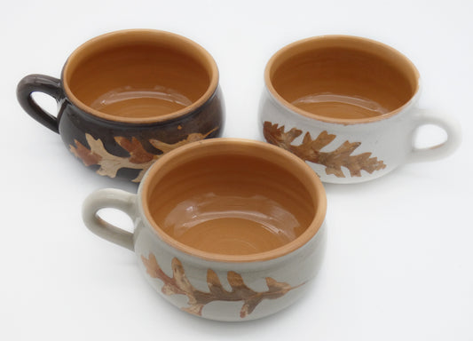 Tazza Colazione Bombata Terracotta Invetriata Colori Naturali Terre e Foglie