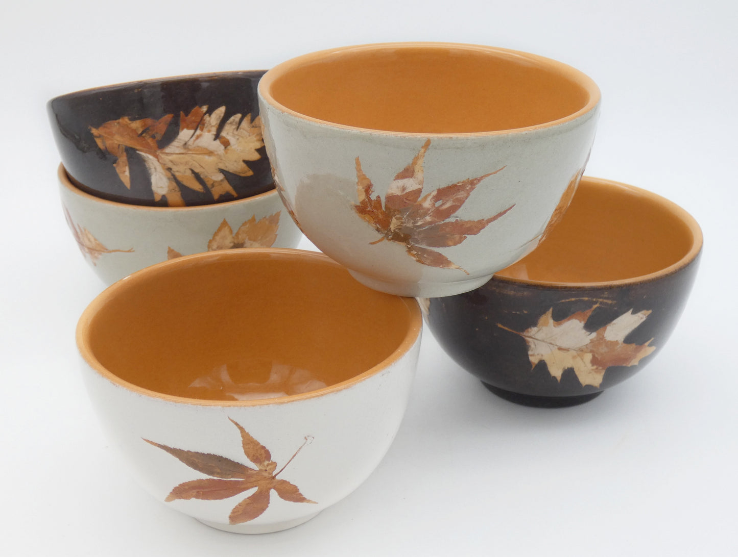 Ciotola Tazza Bolo Terracotta Invetriata Colori Naturali Terre e Foglie