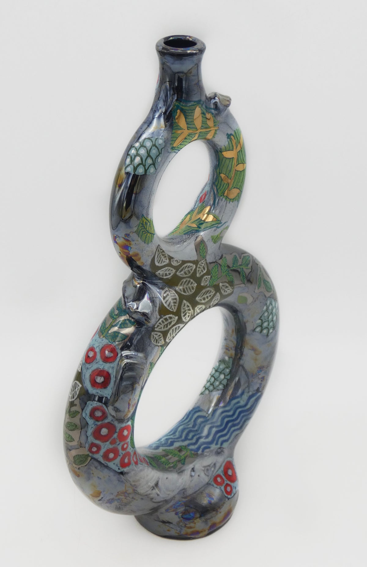 Bottle vase with rings – Lustre, Gold & Platinum | Riflessi e Risonanze