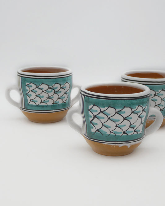 Bicchiere biansato  Verde Rame e Manganese