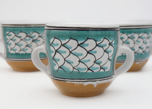 Bicchiere biansato  Verde Rame e Manganese