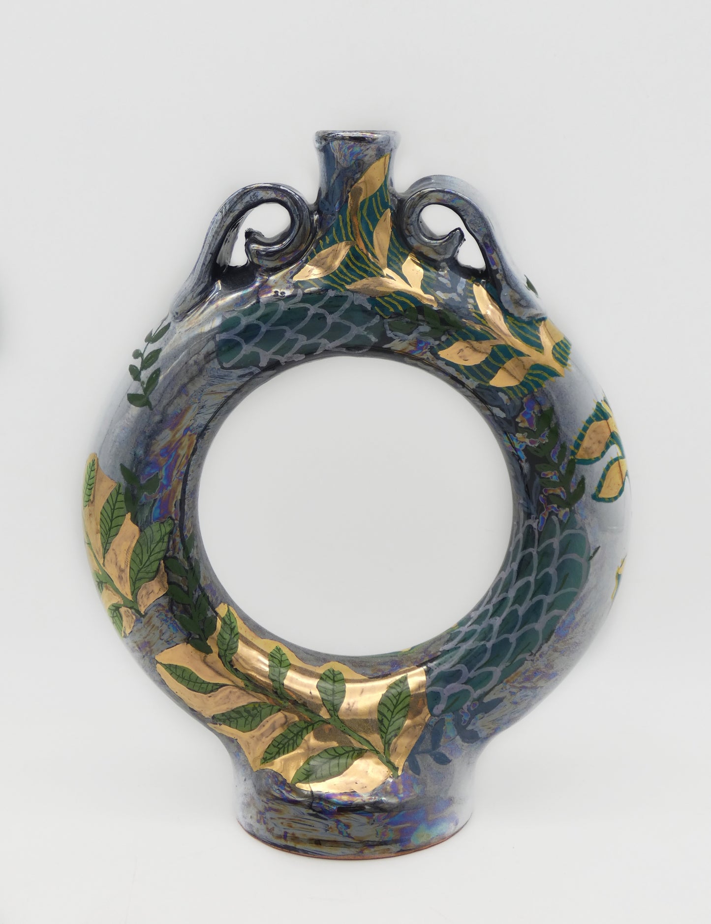 Vaso Bottiglia ad Anello Lustro, Oro e Platino