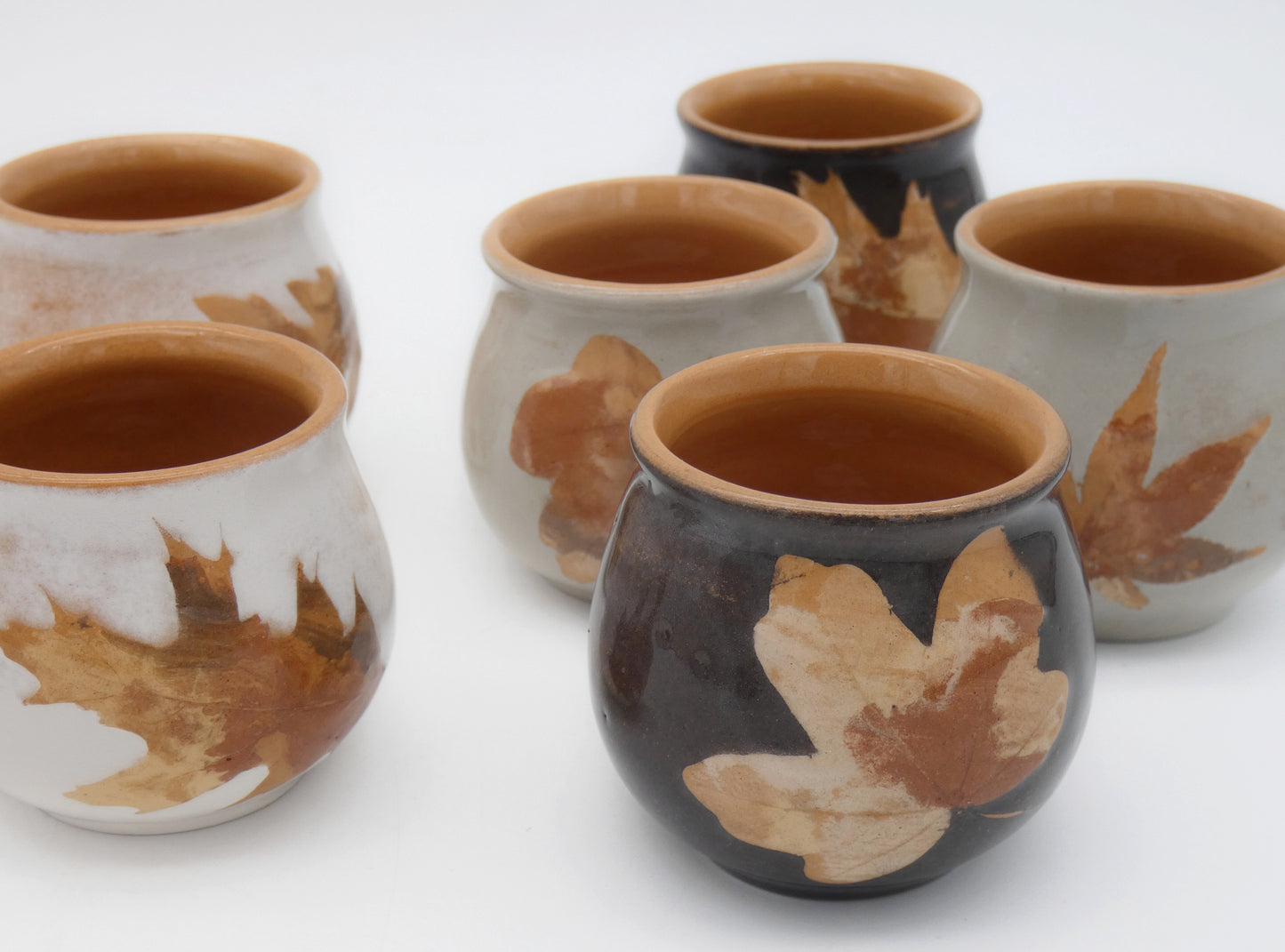 Bicchierino Bombato Terracotta Invetriata Colori Naturali Terre e Foglie