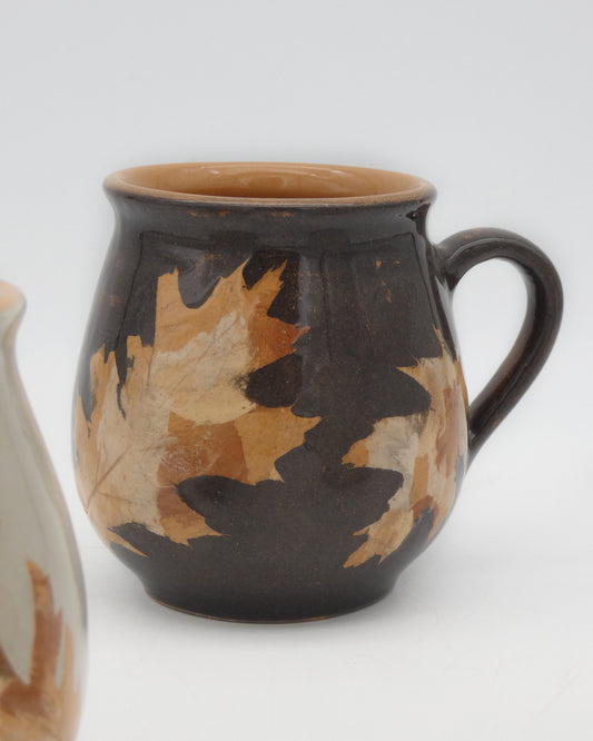 Tazza Bombata Terracotta Invetriata Colori Naturali Terre e Foglie
