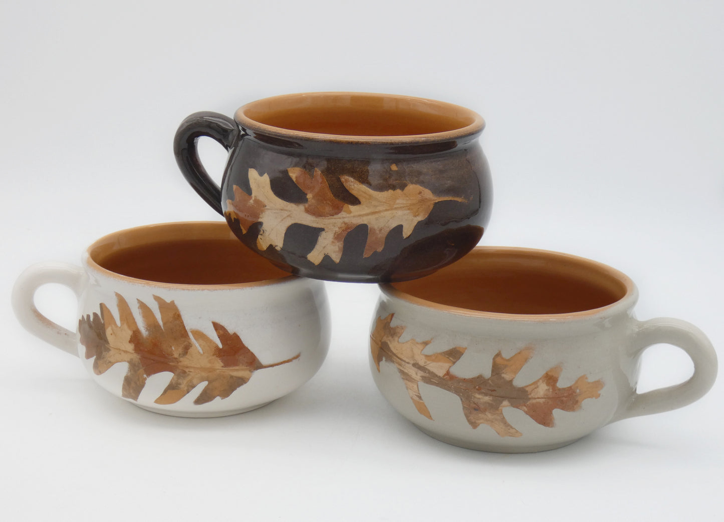 Tazza Colazione Bombata Terracotta Invetriata  Colori Naturali Terre e Foglie