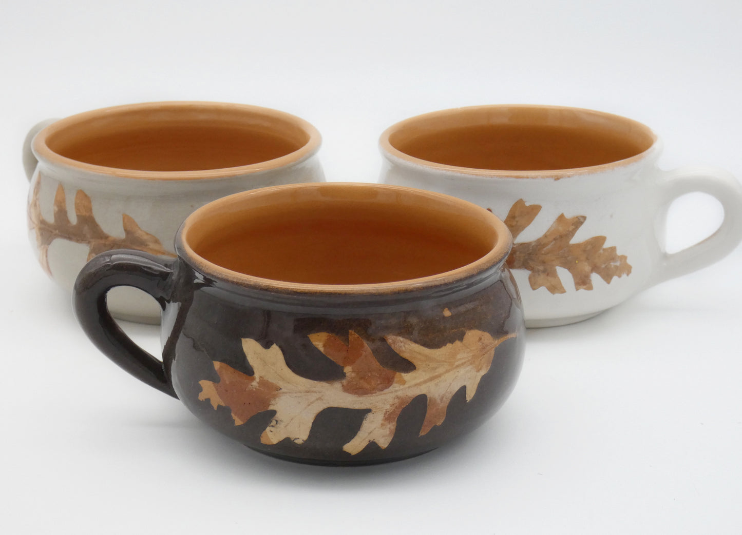 Tazza Colazione Bombata Terracotta Invetriata  Colori Naturali Terre e Foglie