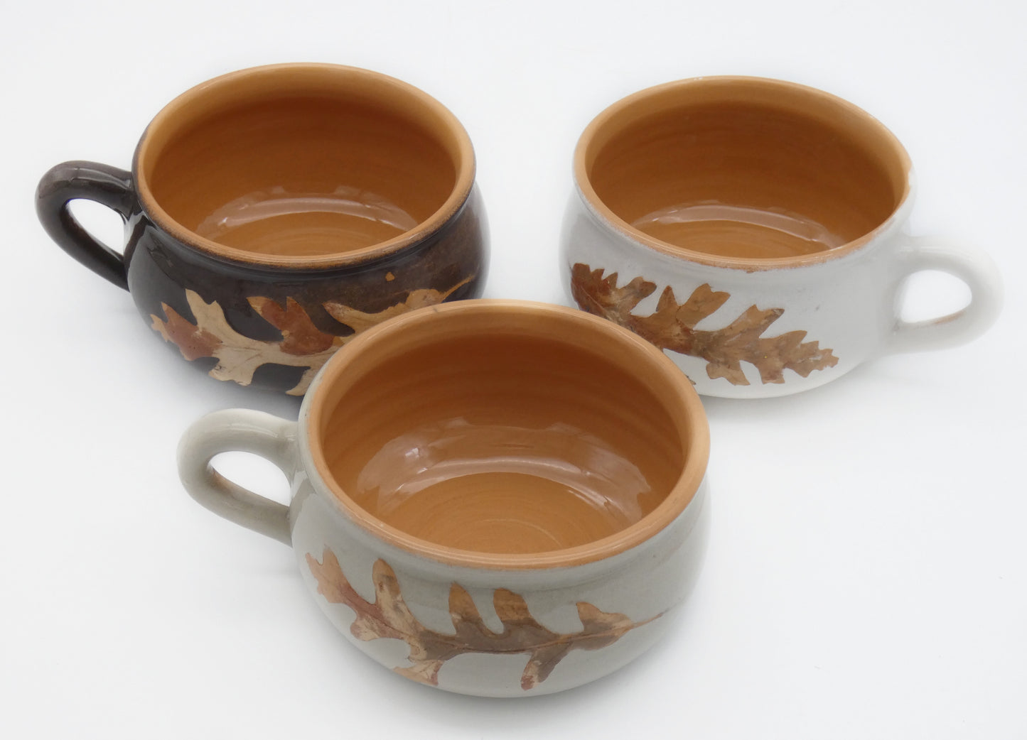 Tazza Colazione Bombata Terracotta Invetriata  Colori Naturali Terre e Foglie