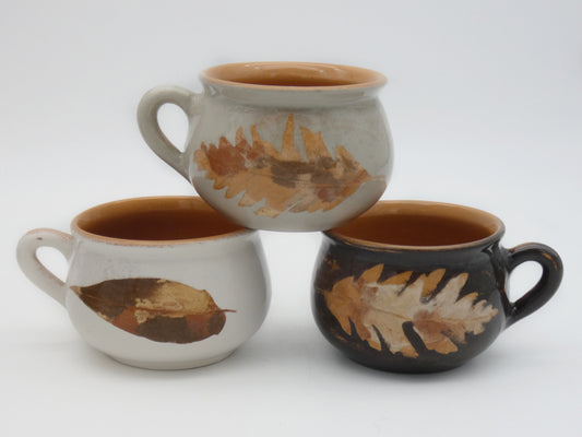 Tazza da Te' Cappuccino Terracotta Invetriata Colori Naturali Terre e Foglie