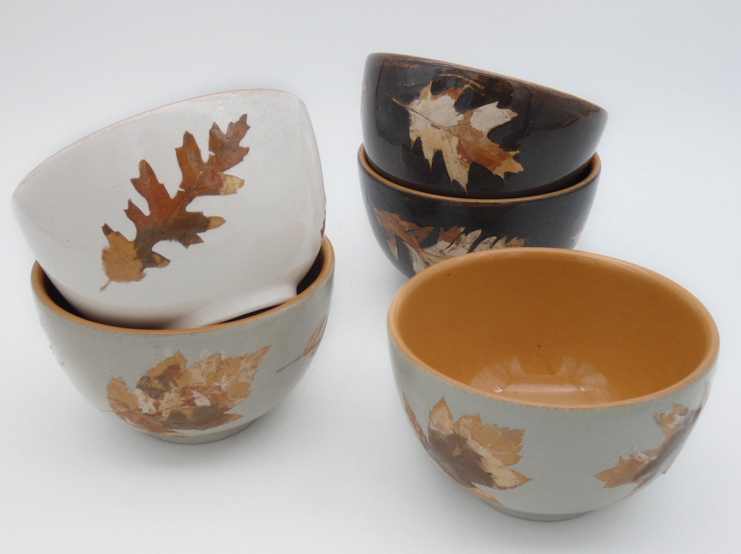 Ciotola Tazza Bolo Terracotta Invetriata Colori Naturali Terre e Foglie