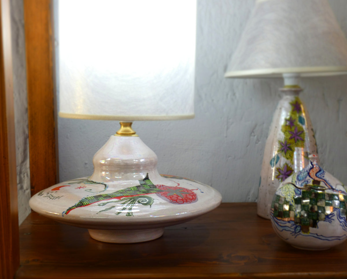 Lampe disque horizontal – Lustre, or et platine | Riflessi e Risonanze