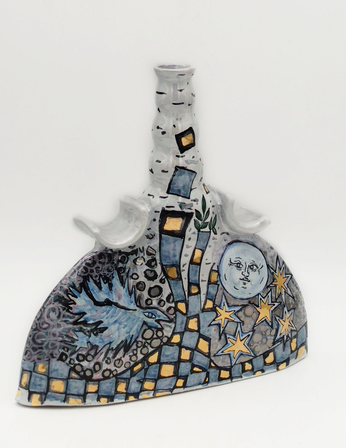 Vase-bouteille demi-lune – Lustre, or et platine | Riflessi e Risonanze