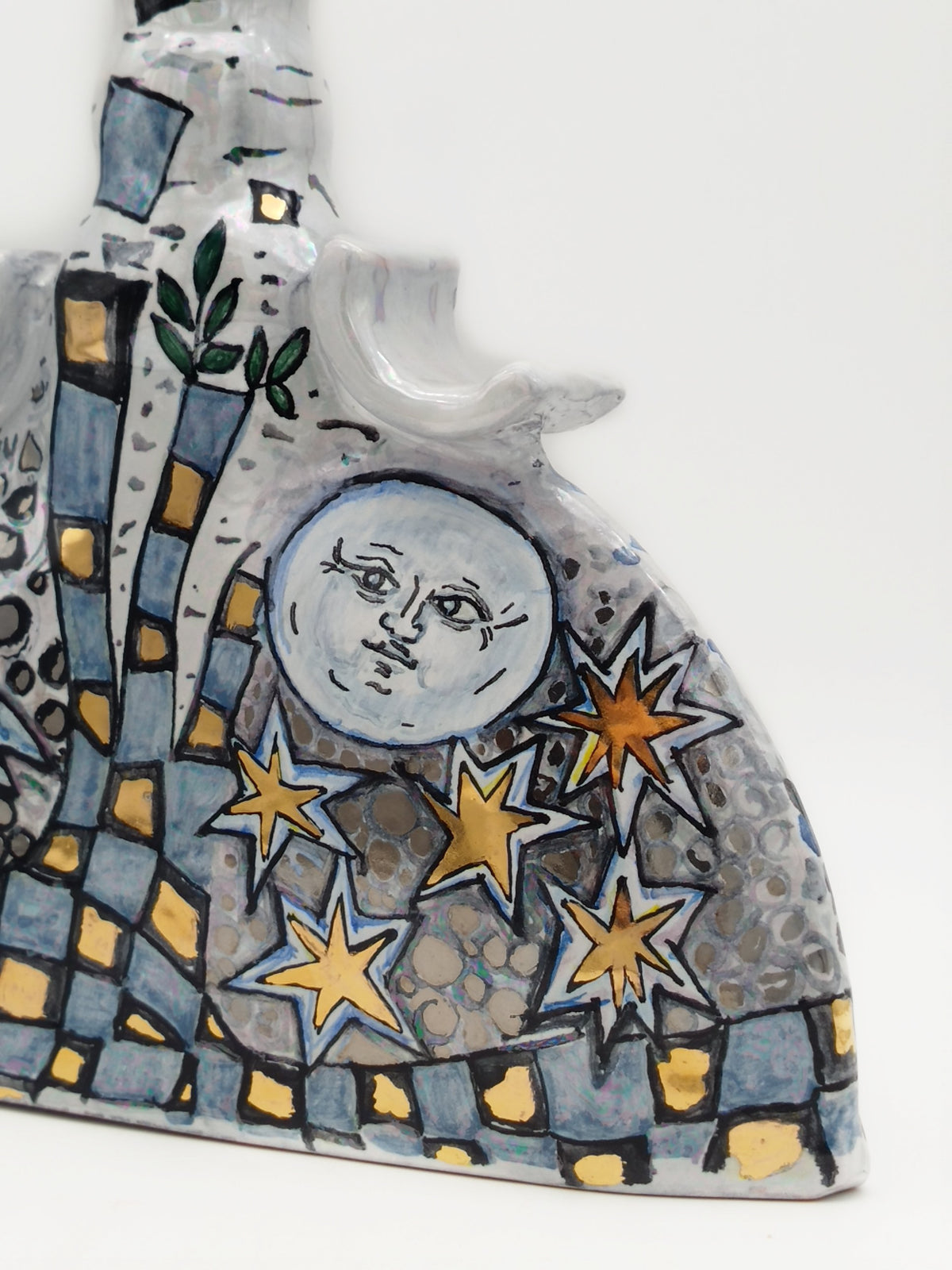 Vase-bouteille demi-lune – Lustre, or et platine | Riflessi e Risonanze