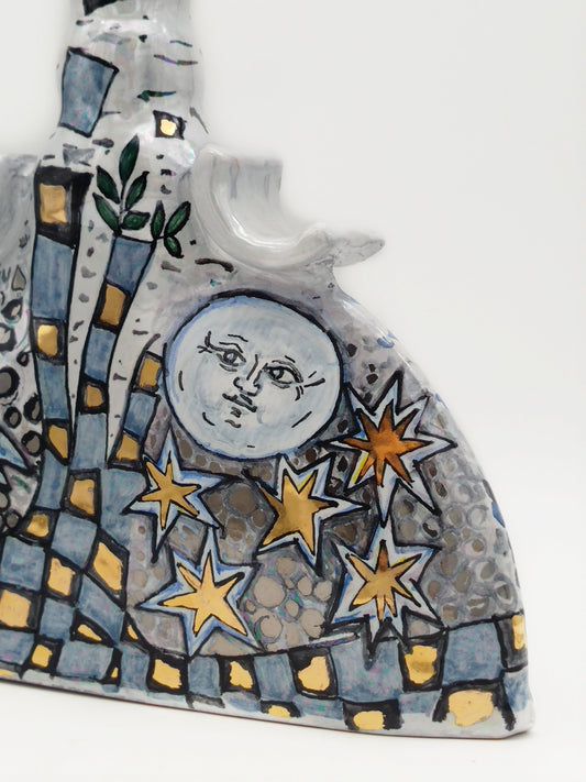 Vase-bouteille demi-lune – Lustre, or et platine | Riflessi e Risonanze