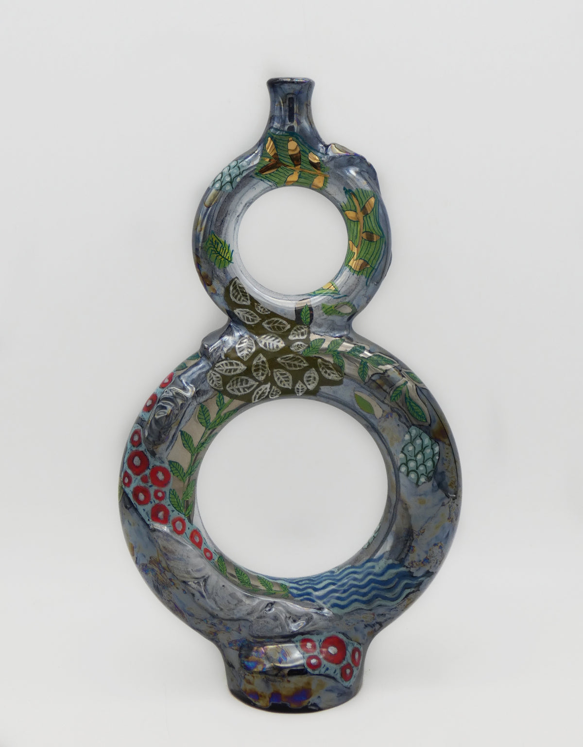 Bottle vase with rings – Lustre, Gold & Platinum | Riflessi e Risonanze
