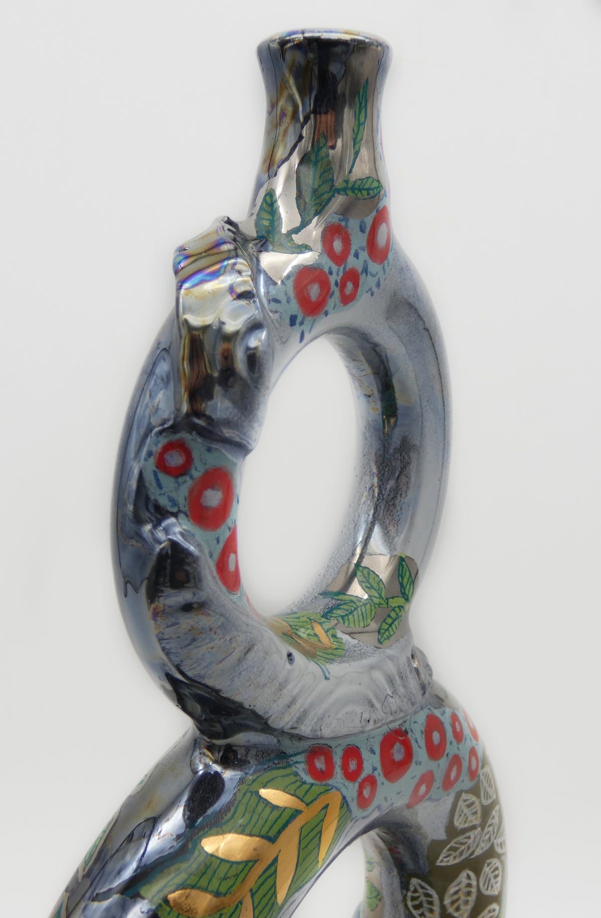Bottle vase with rings – Lustre, Gold & Platinum | Riflessi e Risonanze